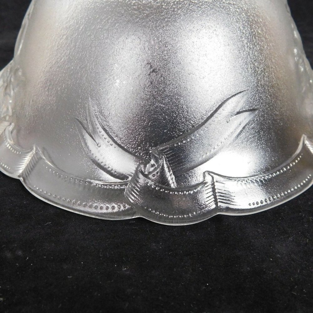 Mikasa Serving Bowl Festive Bells Embossed Oval Frosted Glass Scrolled Edge - Picture 7 of 8